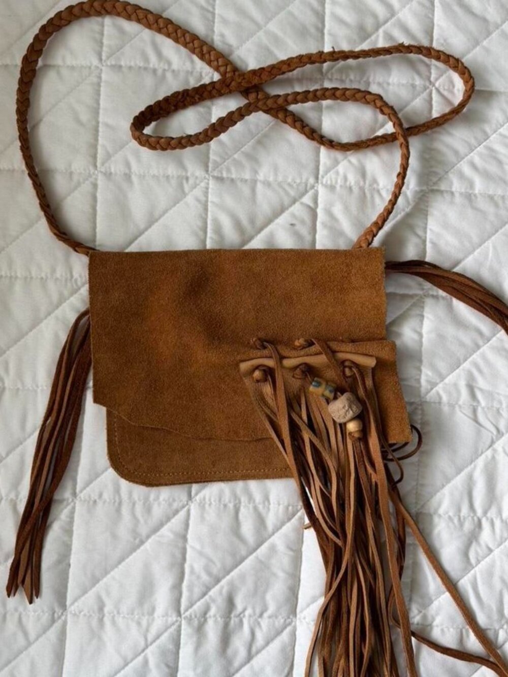 Rare Find Native American Style Fringe Crossbody Bag by Designer Carol Kotozre